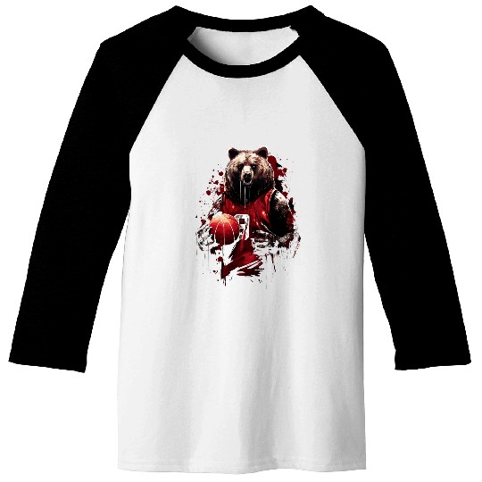 Cute teddy bear playing basketball Sport For Men Women Kids Baseball Tees