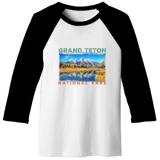 Retro Grand Teton National Park Wyoming Est 1929 Hiking 1 Baseball Tees