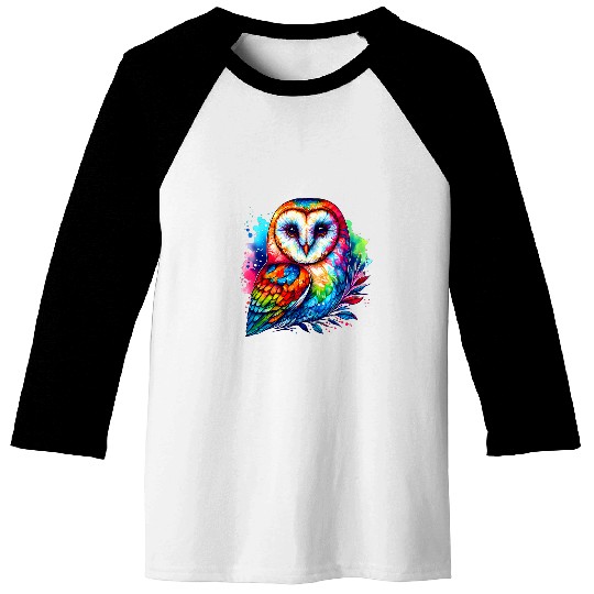 Owl Pet Cool Barn Owl Graphic Spirit Animal Illustration Tie Dye Art Baseball Tees