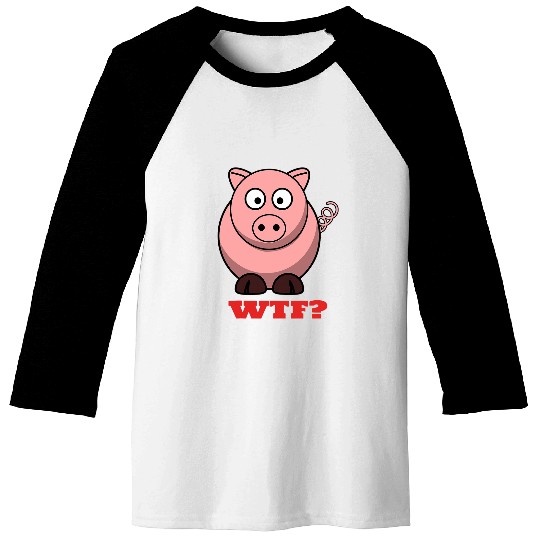 Cute Pig With Astonished Look WTF Baseball Tees