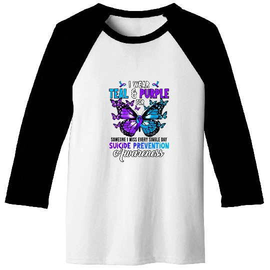 I Wear Teal Purple For Someone suicides Prevention Awareness Baseball Tees