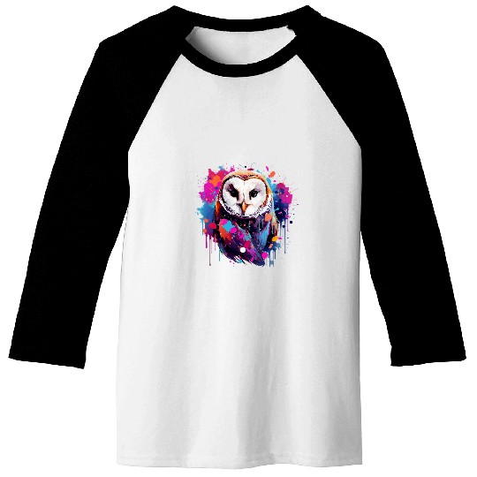 Owl Pet Colorful Barn Owl Owls Lover Splash Art 1 Baseball Tees