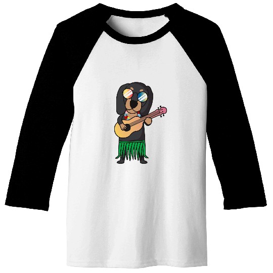 Dachshund Dog Ukulele Luau Cute Funny Hawaii Dogs Baseball Tees