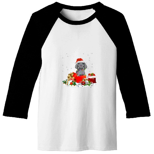 Funny Weimaraner Dog Santa Hat Christmas Cute Tee Gift Baseball Tees