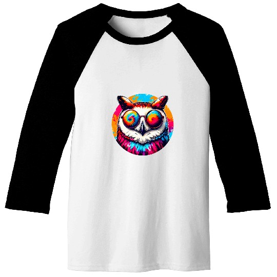 Owl Pet Cool Tie Dye Barn Owl Sunglasses Bird Illustration Art 1 Baseball Tees