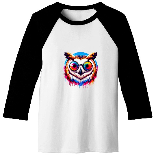 Owl Pet Cool Tie Dye Barn Owl Sunglasses Bird Illustration Art Baseball Tees