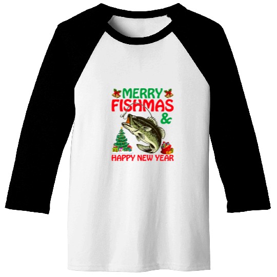 Fishing Bass Fishing Merry Fishmas And Happy New Year Christmas Fisher Baseball Tees