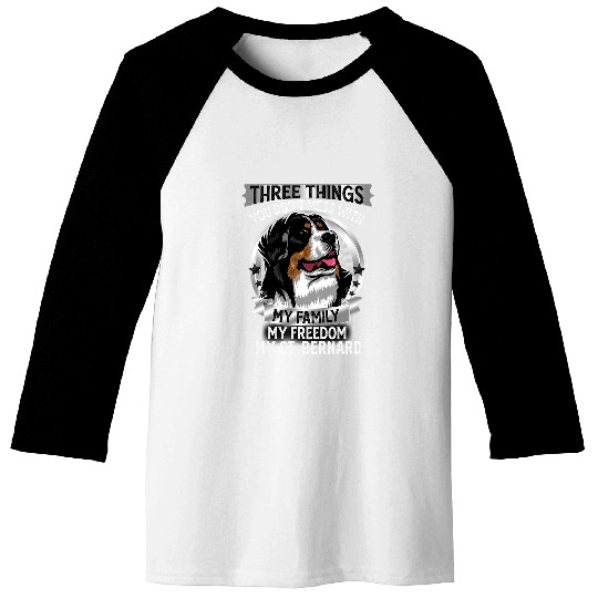 Funny Cute St. Bernard Dog Family Freedom Puppy Lover Baseball Tees