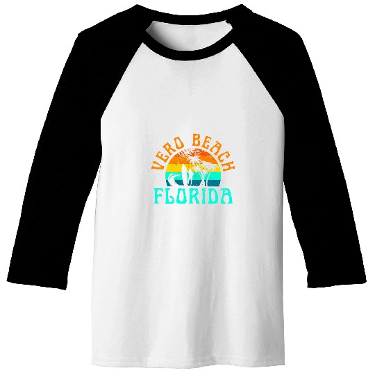 Surf Life Vero Beach Florida Surfing Beach Ocean Waves Surf Vintage Baseball Tees