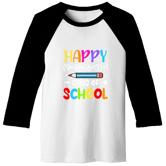 Happy 100th Day of School Math Teacher Kids 100 Days Baseball Tees