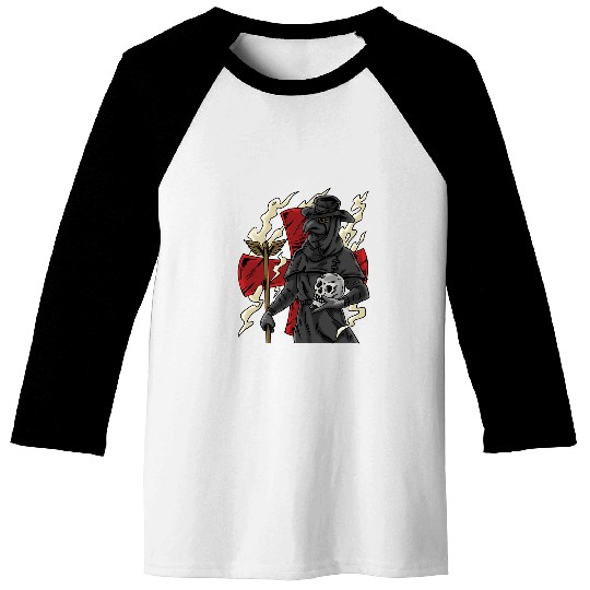 Skeletons Skulls Plague Doctor Goth Skull Steampunk Skull Baseball Tees