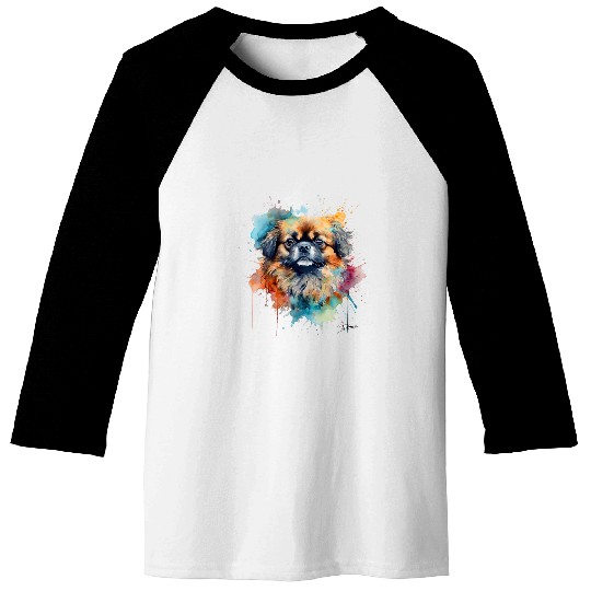 Colorful Tibetan spaniel watercolor art 3 Baseball Tees