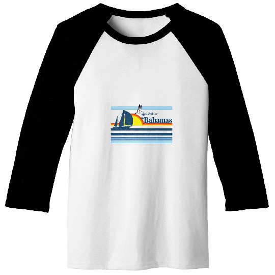 Surf Life The Bahamas Beach Retro 70s 80s 90s Sailing Boat Sunset Surf Baseball Tees
