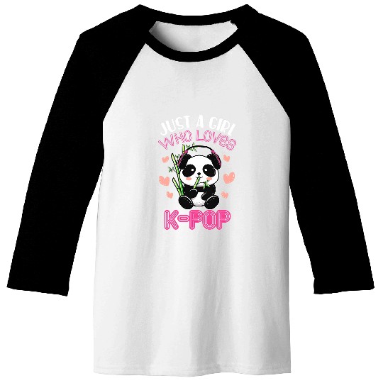 Funny Bear Womens Just A Girl Cute Panda Bear KPop Cute Bears Baseball Tees