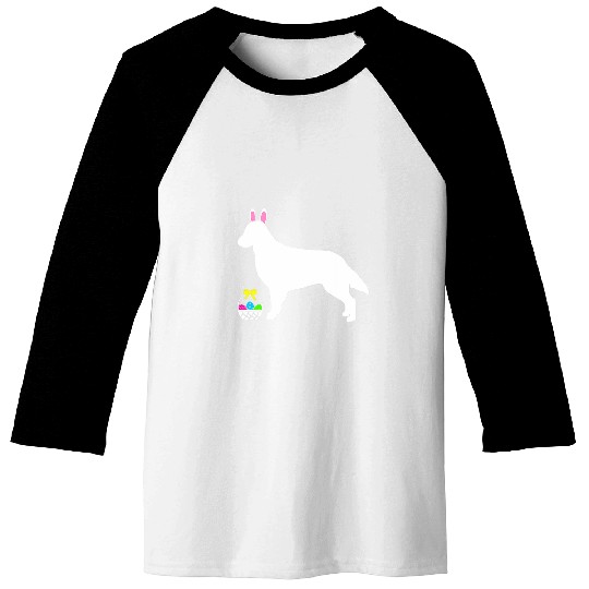 Flat Coated Retriever Easter Bunny Dog Silhouette Baseball Tees