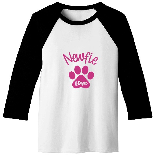 I Love My Newfoundland Dog Newfie Mom Big Dog Pink Paw Print Baseball Tees