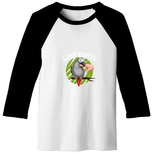 Funny African Grey Parrot Love Hurts African Grey Bird Baseball Tees