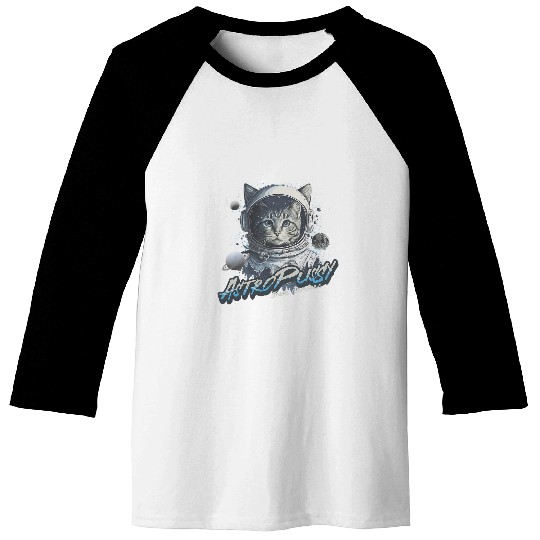 Funny Astro Pussy Cat Astronaut In Space for Men and Women Baseball Tees