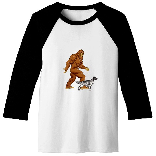 Funny bigfoots Walking English Setter Sasquatch Dog Baseball Tees