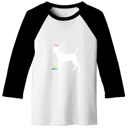 Fox Terrier Easter Bunny Dog Silhouette Baseball Tees