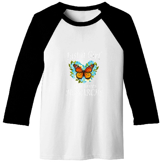 Just A Girl Who Loves Butterflies Flower Monarch Butterfly Baseball Tees