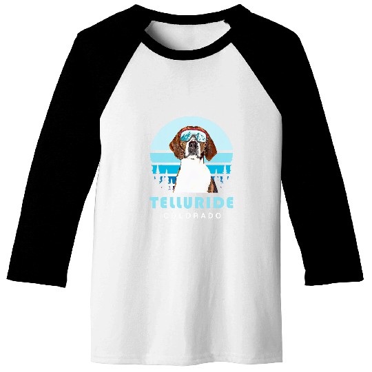 American Foxhound Winter Skis Telluride Colorado Dog Lover Baseball Tees