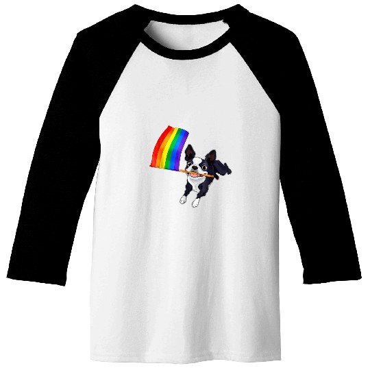 Boston Terrier Gay Pride LGBT Rainbow Flag LGBTQ Baseball Tees