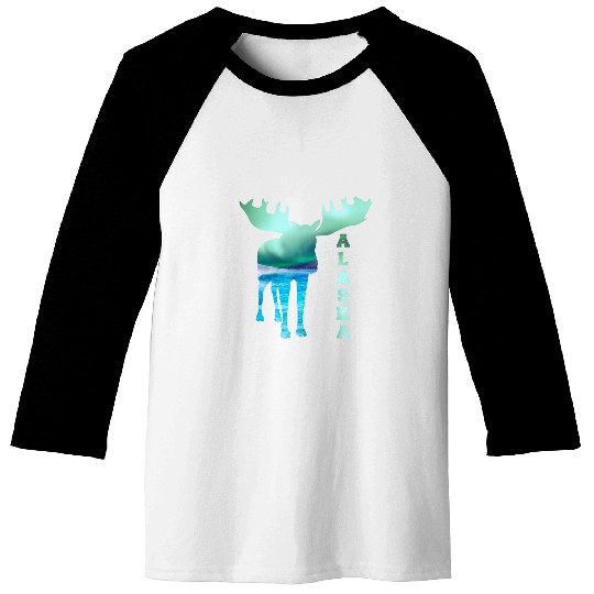 Alaska Moose Souvenir Keepsake Alaskan Northern Lights Adult 1 Baseball Tees