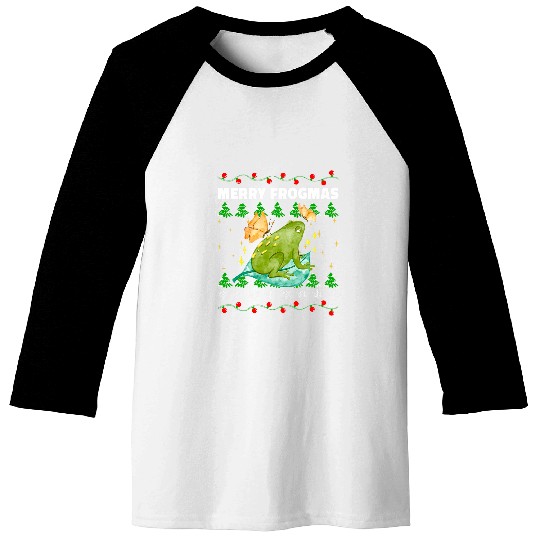 Christmas Hygge Green Frog on Life with Butterfly Philosophy Baseball Tees