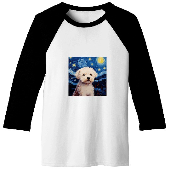 Bichon Frise Starry Night For Dog Mom Dog Dad 1 Baseball Tees