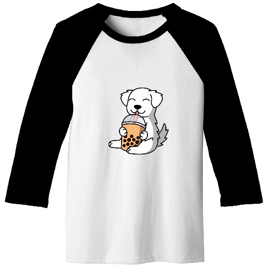 Boba Bubble Milk Tea Great Pyrenees Dog Baseball Tees