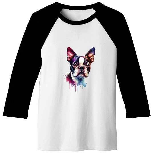 Boston Terrier Dog Artwork Baseball Tees