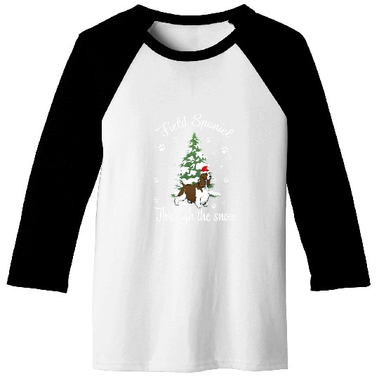 Field Spaniel Through The Snow Christmas Dog Lovers Baseball Tees