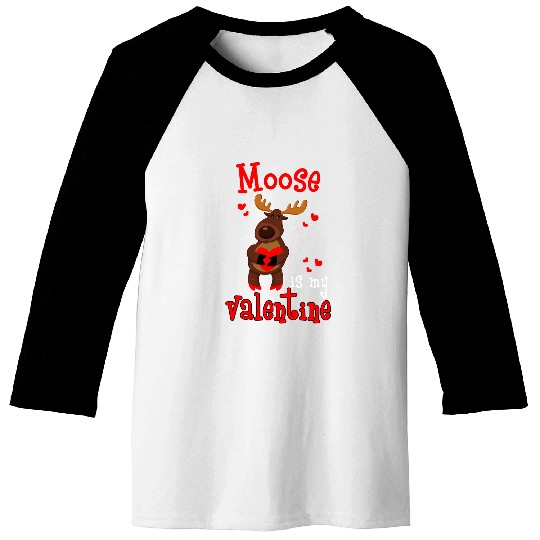 Lacrosse Gift Funny Moose Valentines Day Design Baseball Tees