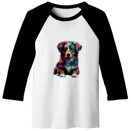 Australian Shepherd Puppy Dog Pop Art Baseball Tees