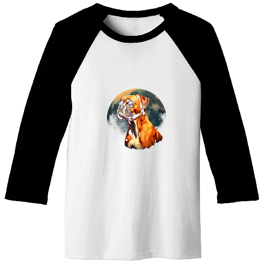 Boxer With Full Moon in Background Baseball Tees