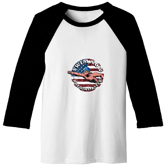 Swimming Pool Now Breathe Later USA Swimming Baseball Tees