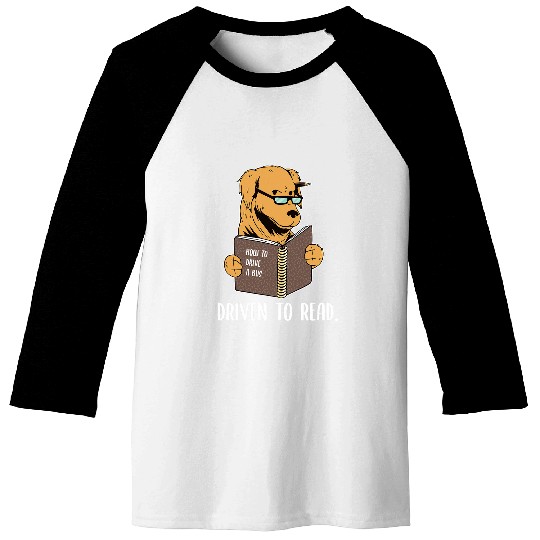 Golden Retriever Dog Glasses Book Bookworm Driven to Read Baseball Tees