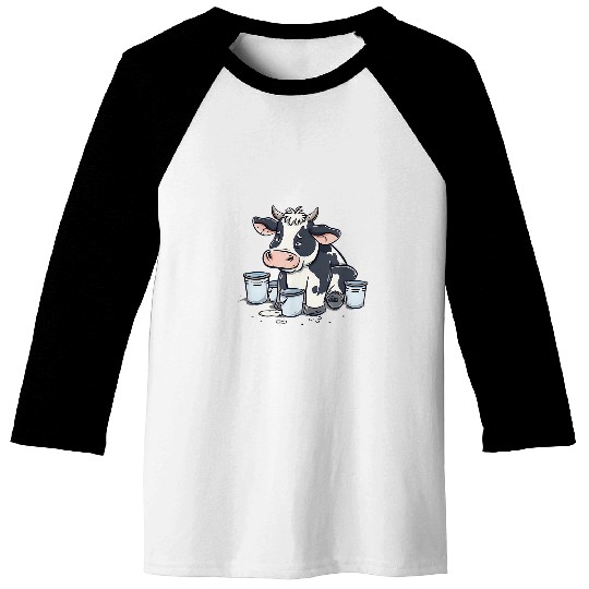 Cow With Buckets Design Dairy Farmer Baseball Tees