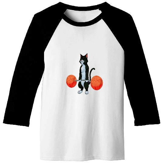 Deadlifting Tuxedo Cat Weightlifting Bodybuilding Fitness Baseball Tees