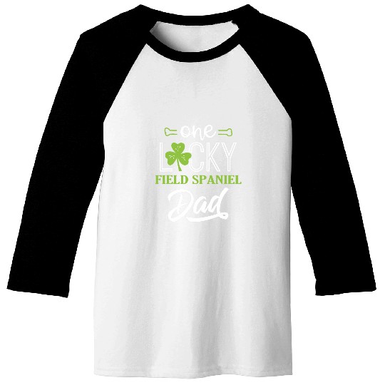 Mens One Lucky Field Spaniel Dog Dad   St Patricks Day Baseball Tees