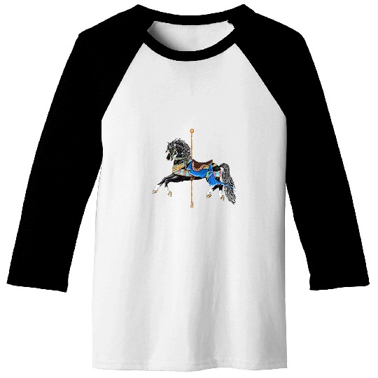 Black Stallion Carousel Horse Baseball Tees