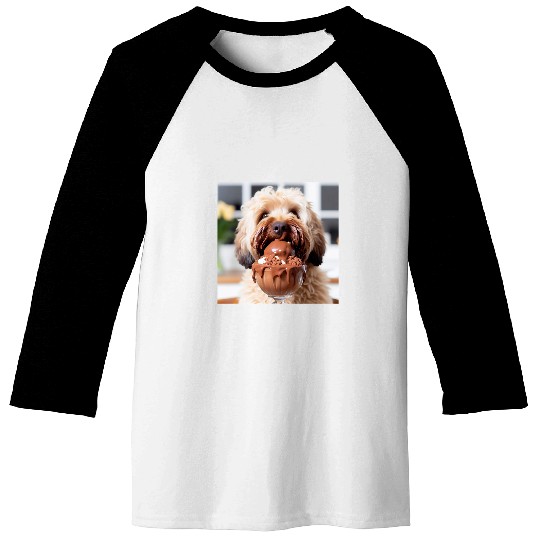 Fluffy dog licking a chocolate sundae Nr 2 Baseball Tees