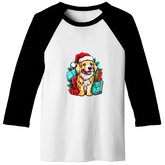 Christmas Joy with Golden Retrievers Festive Dog Lovers Baseball Tees