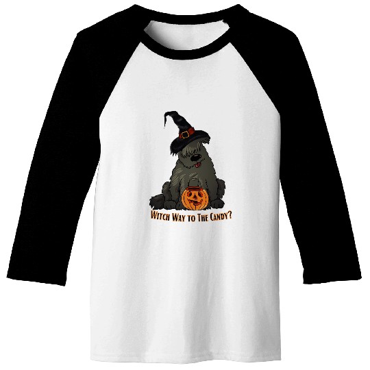 Cute Newfoundland Dog Halloween Witch Way To The Candy 1 Baseball Tees