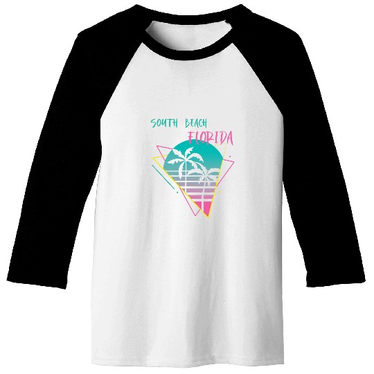 Surf Life South Beach Florida Palm trees Retro Ocean Surfing Baseball Tees