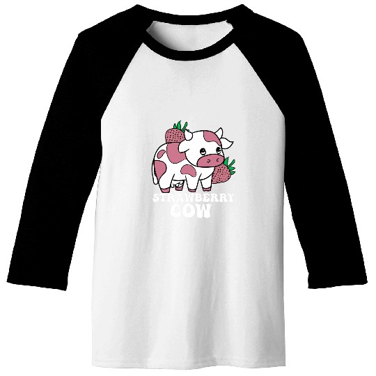 Cow Lover Kawaii Strawberry Cow crazys Cow Lady Farm Animal Lover Baseball Tees