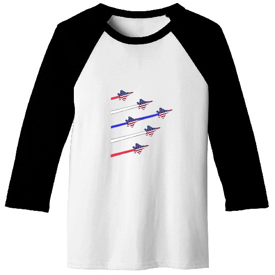 F22 Raptor American Flag 4th of July Red White Blue Airshow 1 Baseball Tees