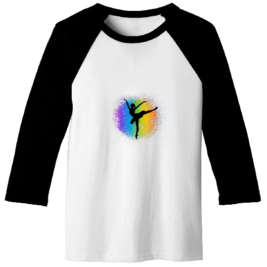 Girls Rainbow Ballet Dancer Ballerina Bright Colors Paint Baseball Tees