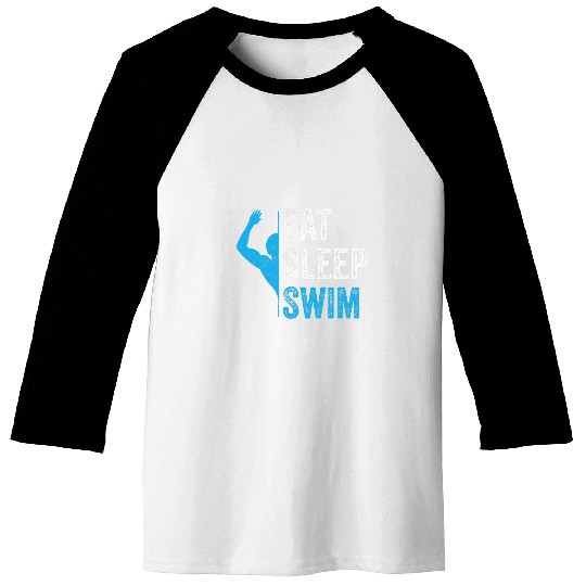 Swimming Pool Eat. Sleep. Swim. Summer Swimming Baseball Tees